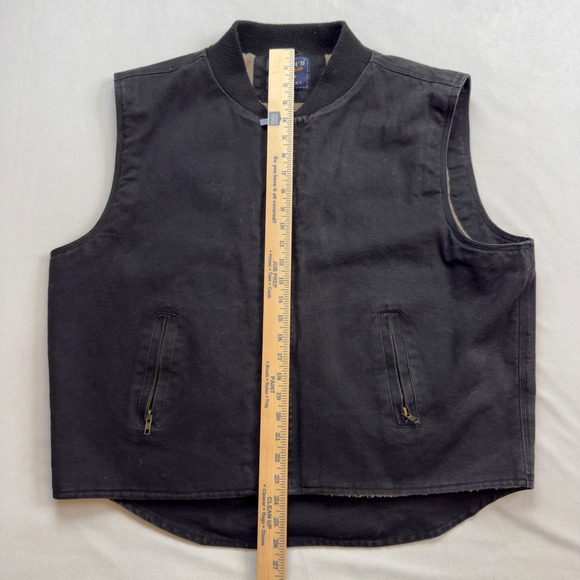 Smiths Workwear Men's Large Sherpa Lined Canvas Vest Black Bomber Style Pockets - Picture 4 of 5